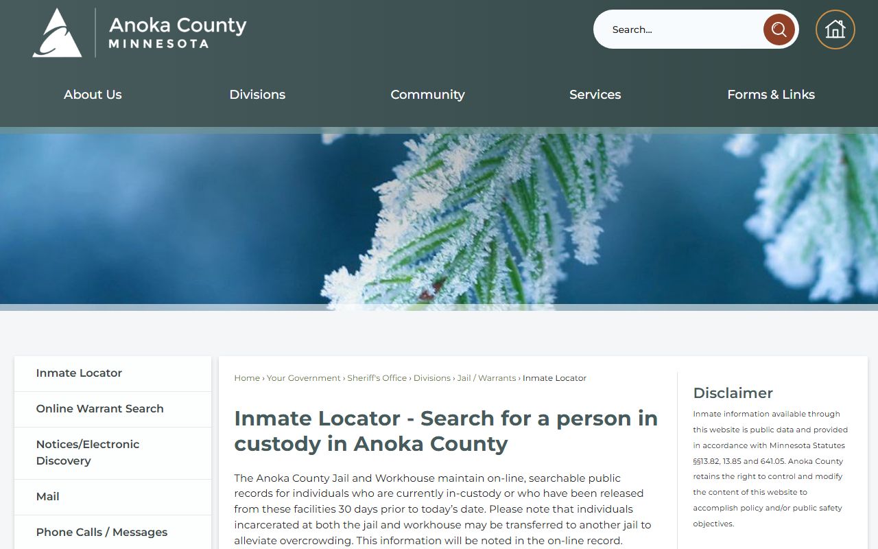 Anoka County busted mugshots inmate locator search