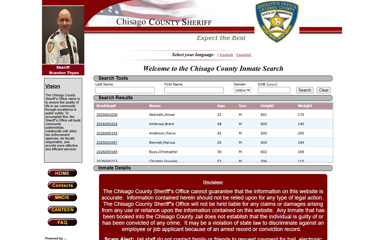 Chisago County busted mugshots inmate locator search