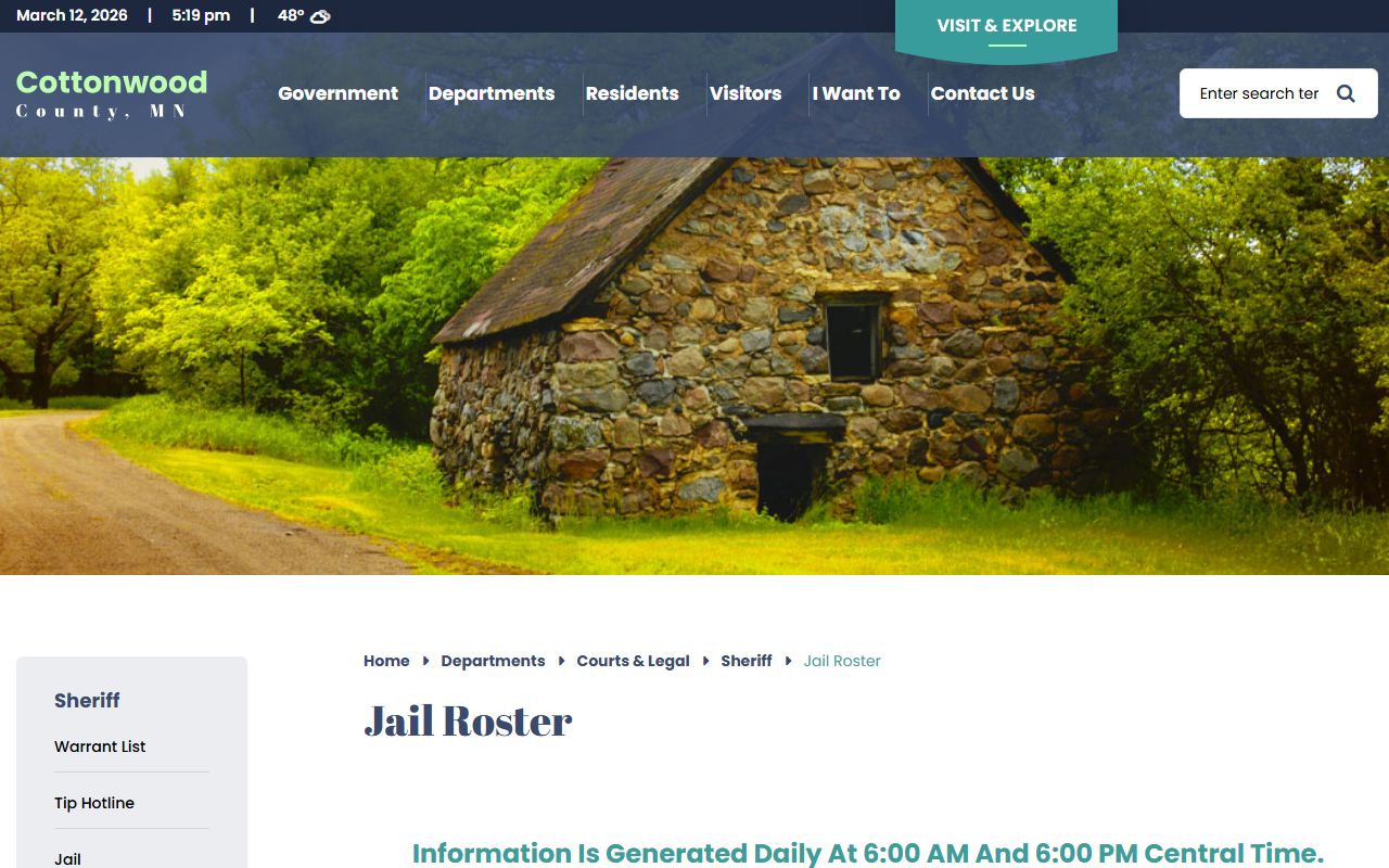 Cottonwood County busted mugshots jail roster page