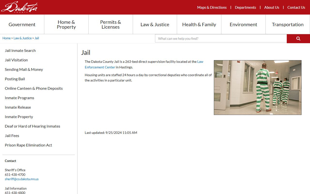 Dakota County busted mugshots jail information page