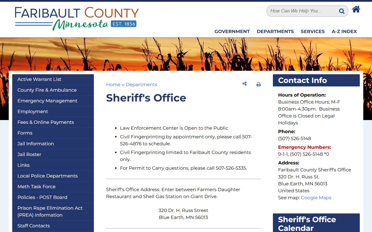 Faribault County busted mugshots sheriff office page