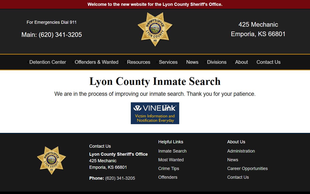 Lyon County busted mugshots inmate search page