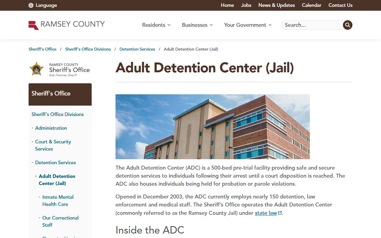 Ramsey County busted mugshots Adult Detention Center page