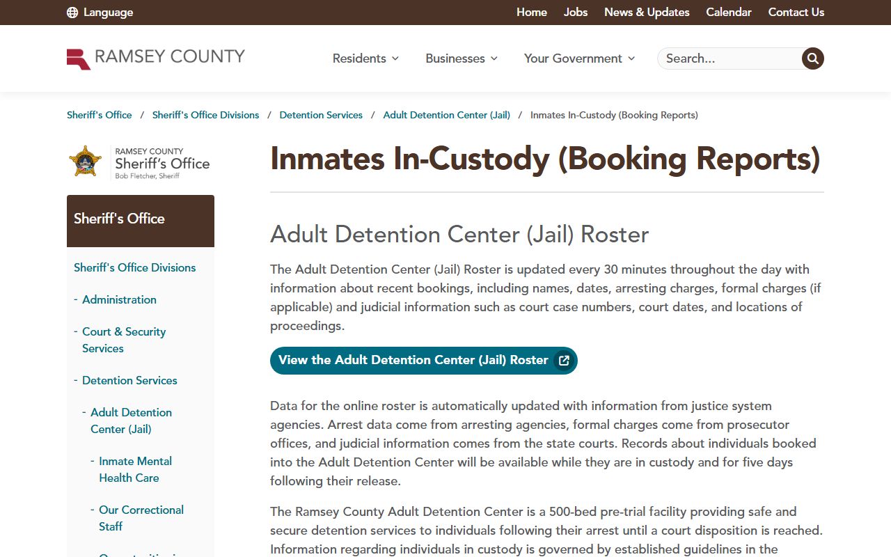 Ramsey County busted mugshots booking reports search