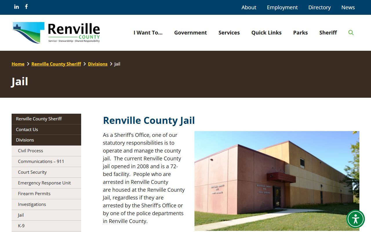 Renville County busted mugshots jail division page