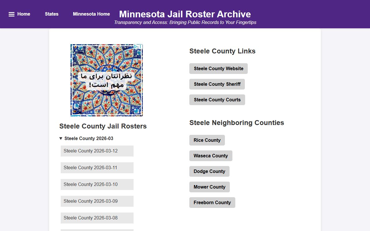 Steele County busted mugshots jail roster