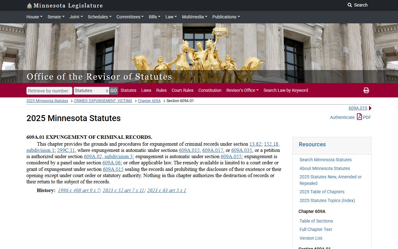 Minnesota expungement statute busted mugshots sealing